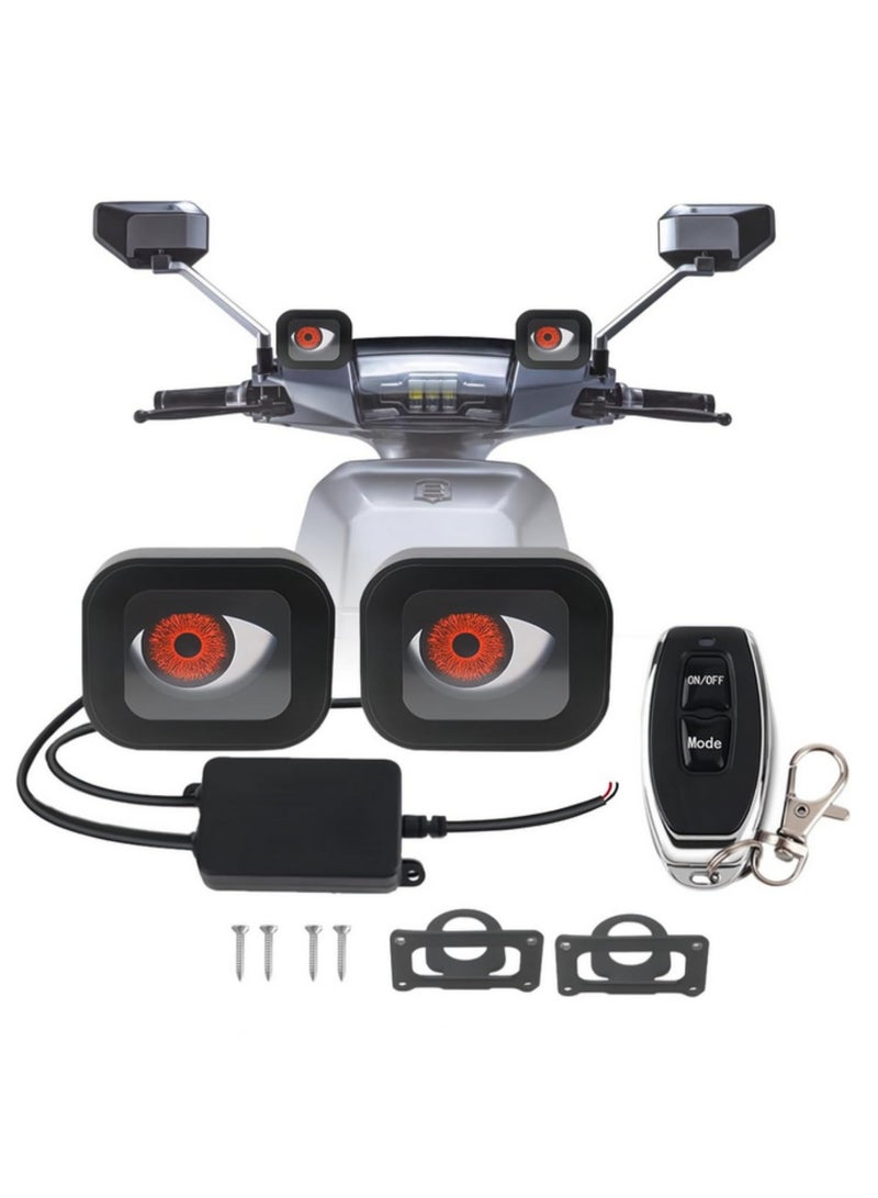 مصباح LED ديڤل آيز بتحكم عن بُعد 12V-36V، 6 أوضاع ديناميكية مع إضاءة أنجل آيز للدراجات النارية والدراجات البخارية الكهربائية والدراجات ثلاثية العجلات ومركبات ATV - ضوء زخرفي متغير الألوان. - Image 1